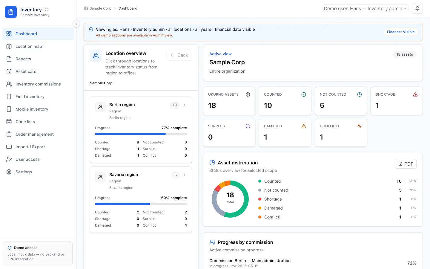 Asset Inventory tracking and accountability interface